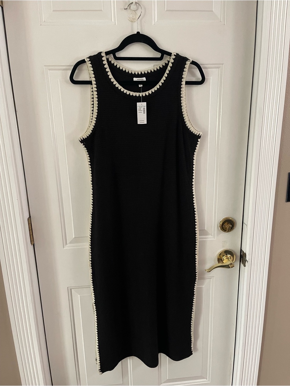 Maurices Black Midi Dress with Cream Trim NWT